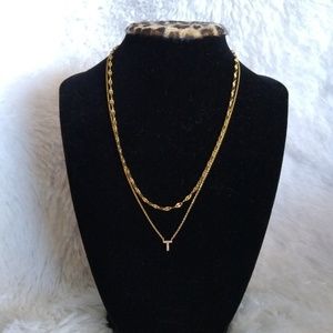 Beautiful "T" Double Necklace